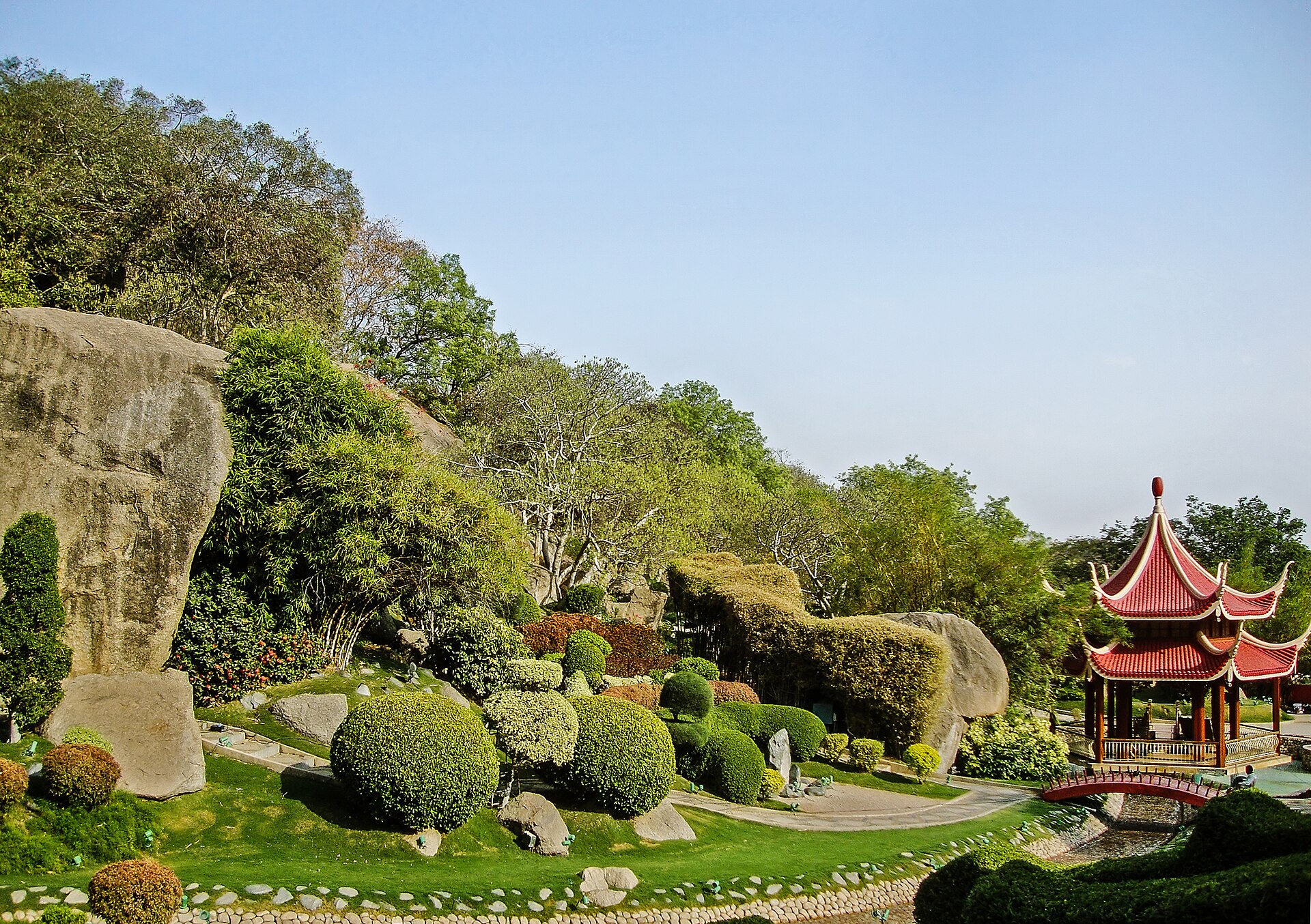 Telugu Cinema Garden | The India A landscaped garden with a Chinese pavilion at Ramoji Film City showcases beautiful landscaping and topiary as part of.